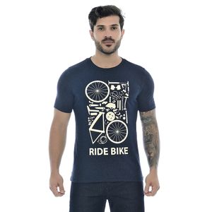 Camiseta Masculina Estampada Ride bike Mescla Marinho