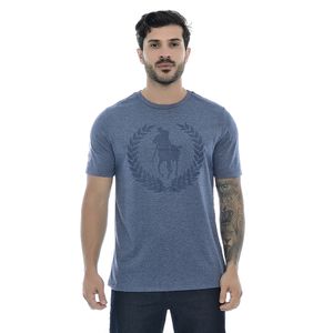 Camiseta Masculina Estampa Hipismo Mescla Azul