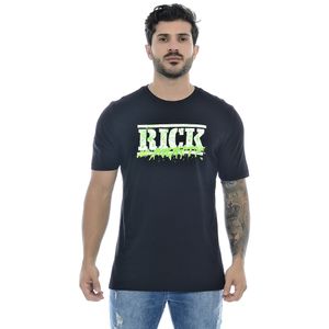 Camiseta Masculina Com Estampa Rick and Morty Frente e Verso Preto