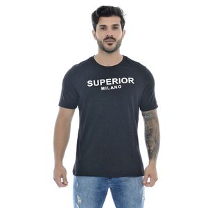 Camiseta Masculina Com Estampa Superior Milano Em Alto Relevo Mescla Preto