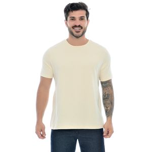 Camiseta Masculina Básica Manga Curta Gola Redonda Areia