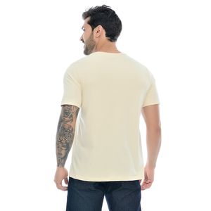 Camiseta Masculina Básica Manga Curta Gola Redonda Areia