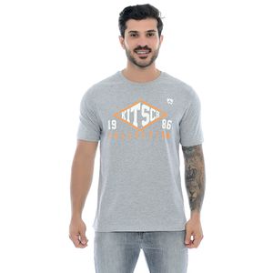 Camiseta Masculina Mr Kitsch 1986 Com Estampa Em Alto Relevo Mescla Cinza