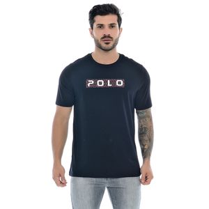 Camiseta Masculina Manga Curta Gola Redonda Com Escrita Polo Preta