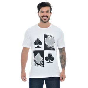 Camiseta Masculina Com Estampa Cartas branca