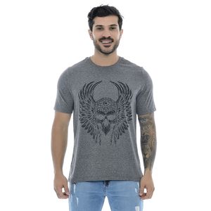 Camiseta Masculina Com Estampa Caveira Mescla Grafite