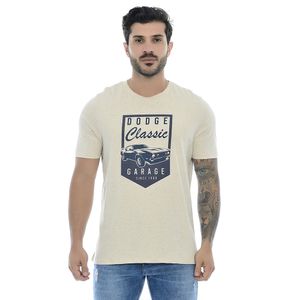 Camiseta Masculina Com Estampa Carro Dodge Classic Mescla Marfim