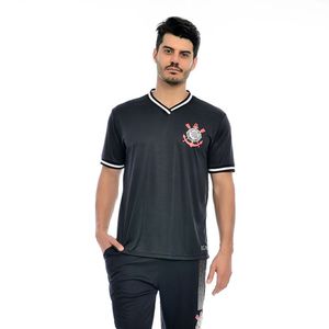 Camisa Corinthians Oficial Licenciada Gola V Preto