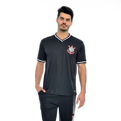 Camisa Corinthians Oficial Licenciada Gola V Preto
