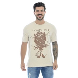 Camiseta Masculina Manga curta com Estampa Taz-Mania Marfim