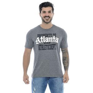 Camiseta Masculina Estampa em Alto relevo Property Of Atlanta Mescla Grafite