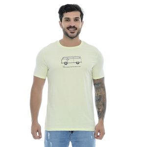 Camiseta Masculina Gola Redonda Estampada Verde Claro