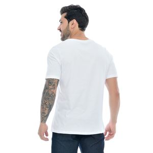 Camiseta Masculina Branca com Estampa Mr Kitsch 1986 Em Alto Relevo