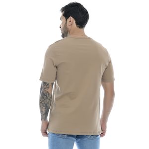 Camiseta Básica Masculina Gola Redonda Manga Curta Bege Escuro