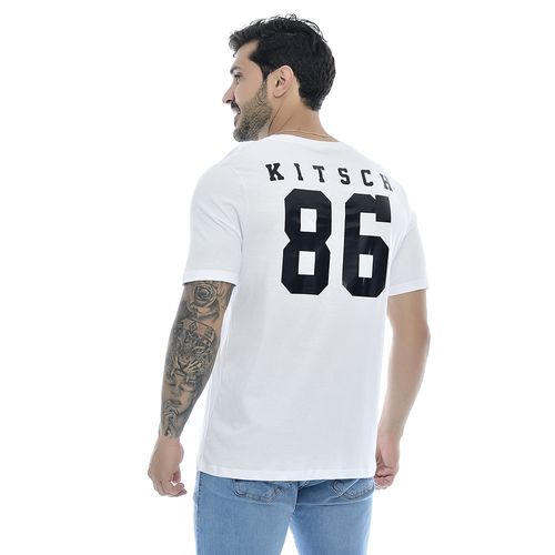 Camiseta Masculina Com Estampa Frente e Verso Mr Kitsch Branco