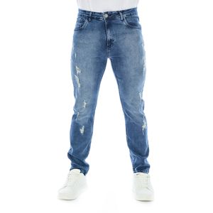 Calça Jeans Masculina Slim Com Puídos