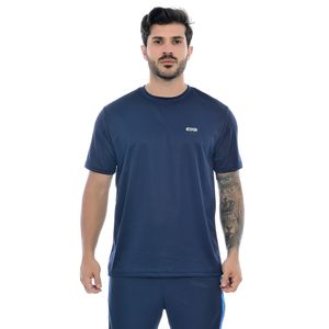 Camiseta Fitness Manga Curta Gola Redonda Dry Fit Premium Marinho