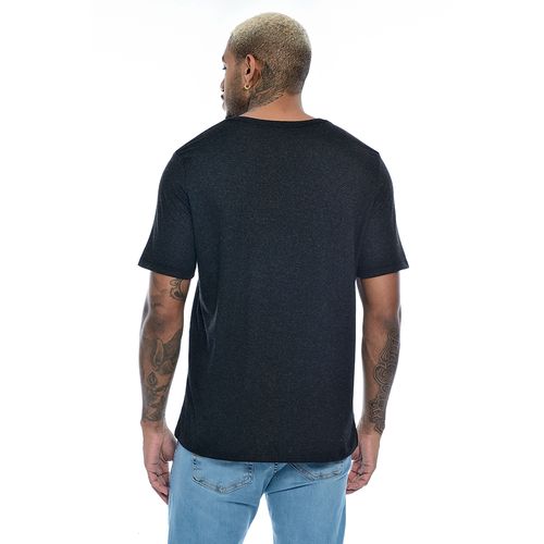 Camiseta Masculina Manga Curta Gola Redonda Básica Lisa Mescla Preto