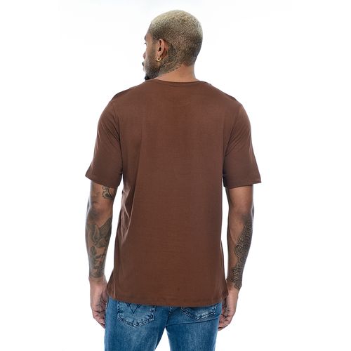 Camiseta Masculina Básica Manga Curta Gola Redonda Marrom