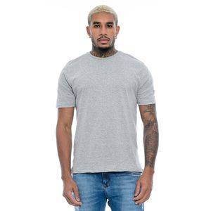 Camiseta Masculina Manga Curta Gola Redonda Básica Lisa Cinza