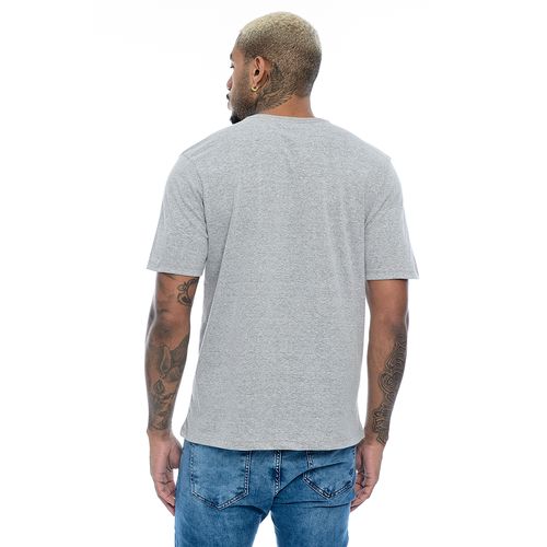 Camiseta Masculina Manga Curta Gola Redonda Básica Lisa Cinza