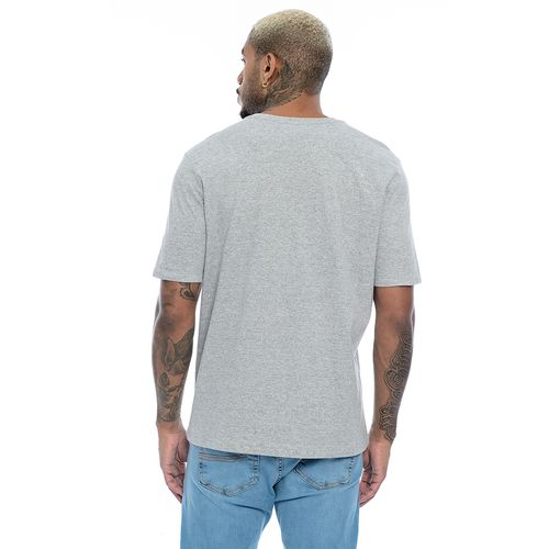 Camiseta Masculina Básica Manga Curta Gola V Mescla Cinza