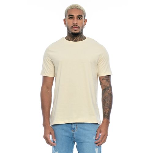 Camiseta Masculina Básica Manga Curta Gola Redonda Marfim