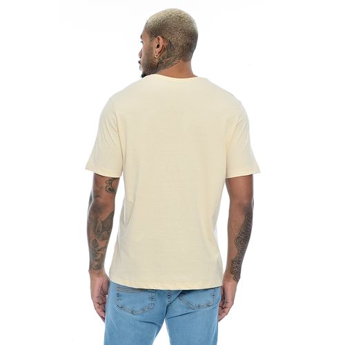 Camiseta Masculina Básica Manga Curta Gola Redonda Marfim