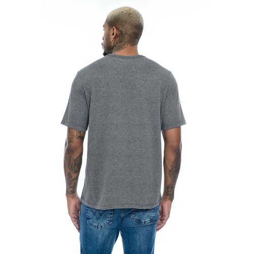 Camiseta Masculina Básica Manga Curta Gola Redonda Mescla Grafite