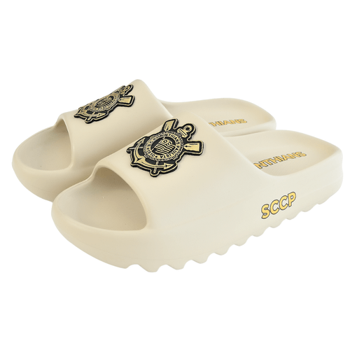 Chinelo Nuvem Corinthians Slide Oficial Licenciado Bege