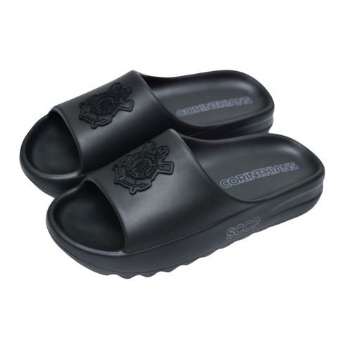 Chinelo Nuvem Corinthians Slide Oficial Licenciado All Black
