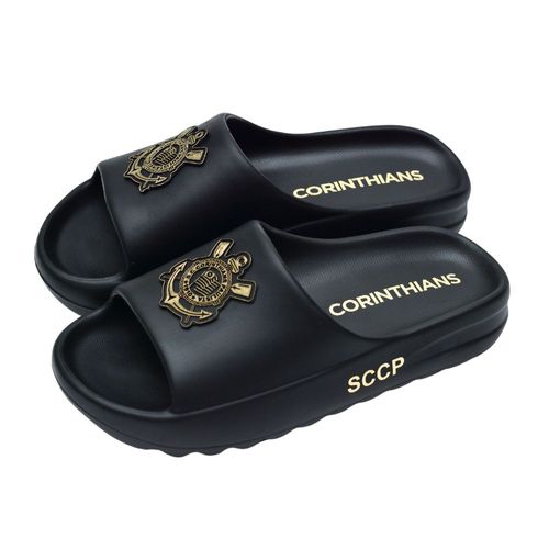 Chinelo Nuvem Corinthians Slide Oficial Licenciado Preto