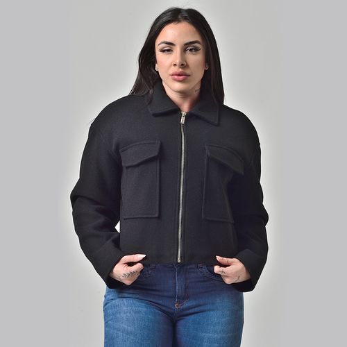 Jaqueta Feminina Lã Batida Preto