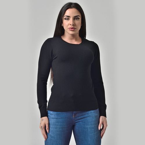 Suéter Básico Tricot Gola Redonda Preto