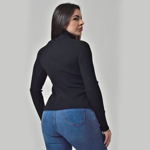 Suéter Básico Tricot Gola Rolê Preto