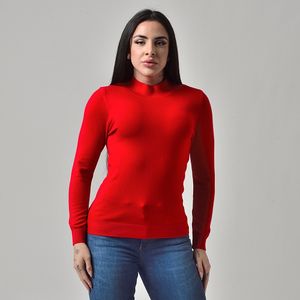 Suéter Básico Tricot Gola Alta Vermelho