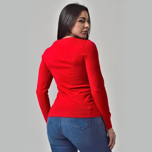 Suéter Básico Tricot Gola Redonda Vermelho