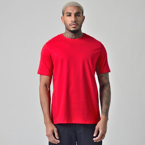 Camiseta Masculina Básica Manga Curta Gola Redonda Vermelho