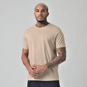 Camiseta Masculina Manga Curta Gola Redonda Básica Bege