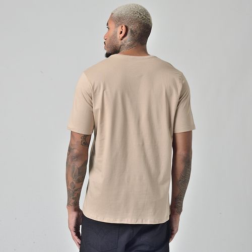 Camiseta Masculina Manga Curta Gola Redonda Básica Bege