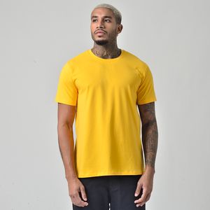 Camiseta Masculina Básica Gola Redonda Manga Curta Amarelo