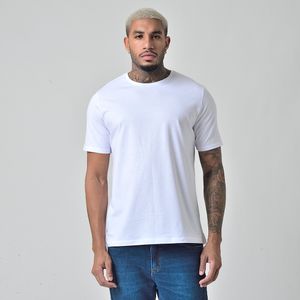 Camiseta Masculina Básica Manga Curta Gola Redonda Branca
