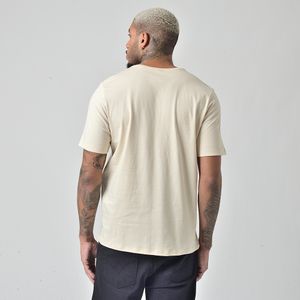 Camiseta Masculina Básica Manga Curta Gola Redonda Bege Claro