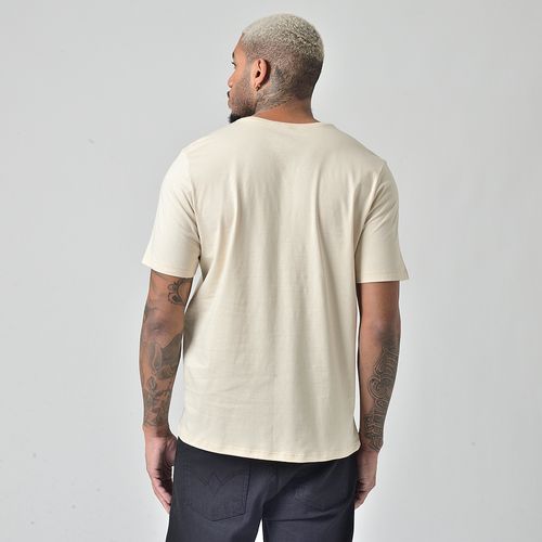 Camiseta Masculina Básica Manga Curta Gola Redonda Bege Claro