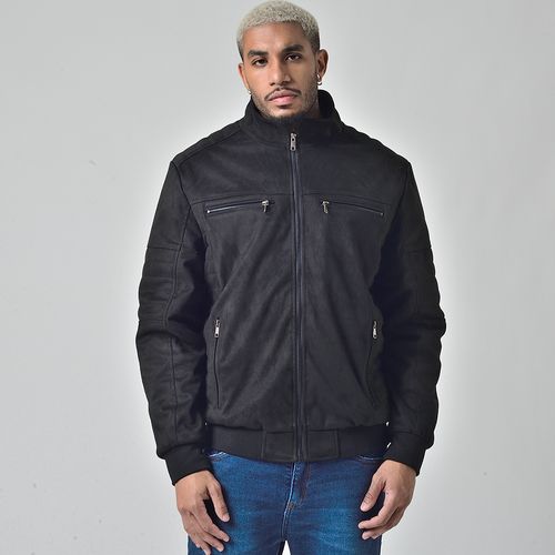 Jaqueta Suede Masculino Sem Capuz Preto