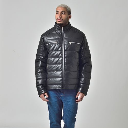Jaqueta PU Masculino Sem Capuz Preto
