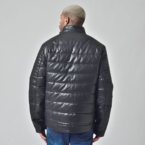 Jaqueta PU Masculino Sem Capuz Preto