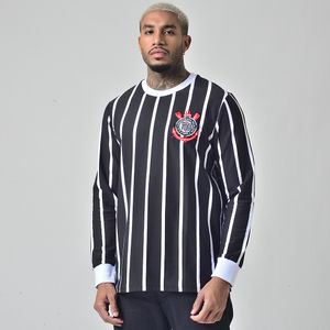 Camiseta Masculina Retrô Corinthians Democracia Manga Longa Preto