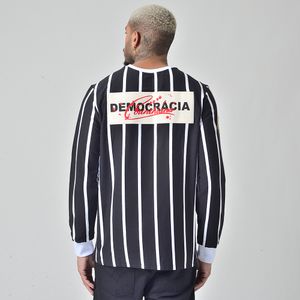 Camiseta Masculina Retrô Corinthians Democracia Manga Longa Preto