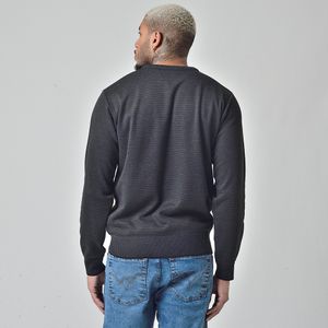 Suéter Tricot Gola Redonda Masculino Cinza Escuro
